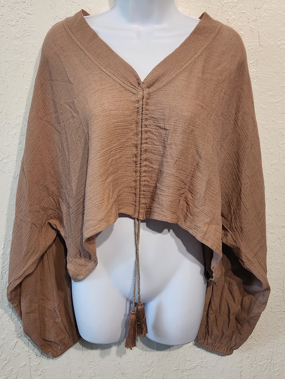 Studio TIA Ekto Kaftan - Brush Brown - Boho Crop Top - Size Small NWT - Picture 3 of 9